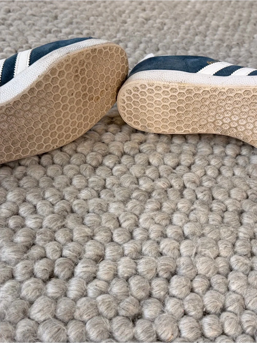 adidas Men’s Navy Suede Sneakers with White Stripes